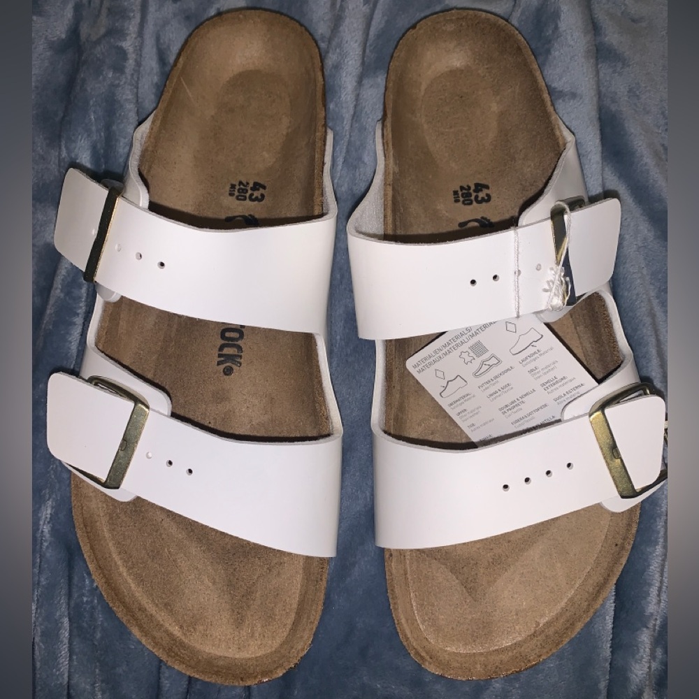 BIRKENSTOCK PATENT WHITE SANDALS